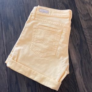 Red Engine yellow denim shorts